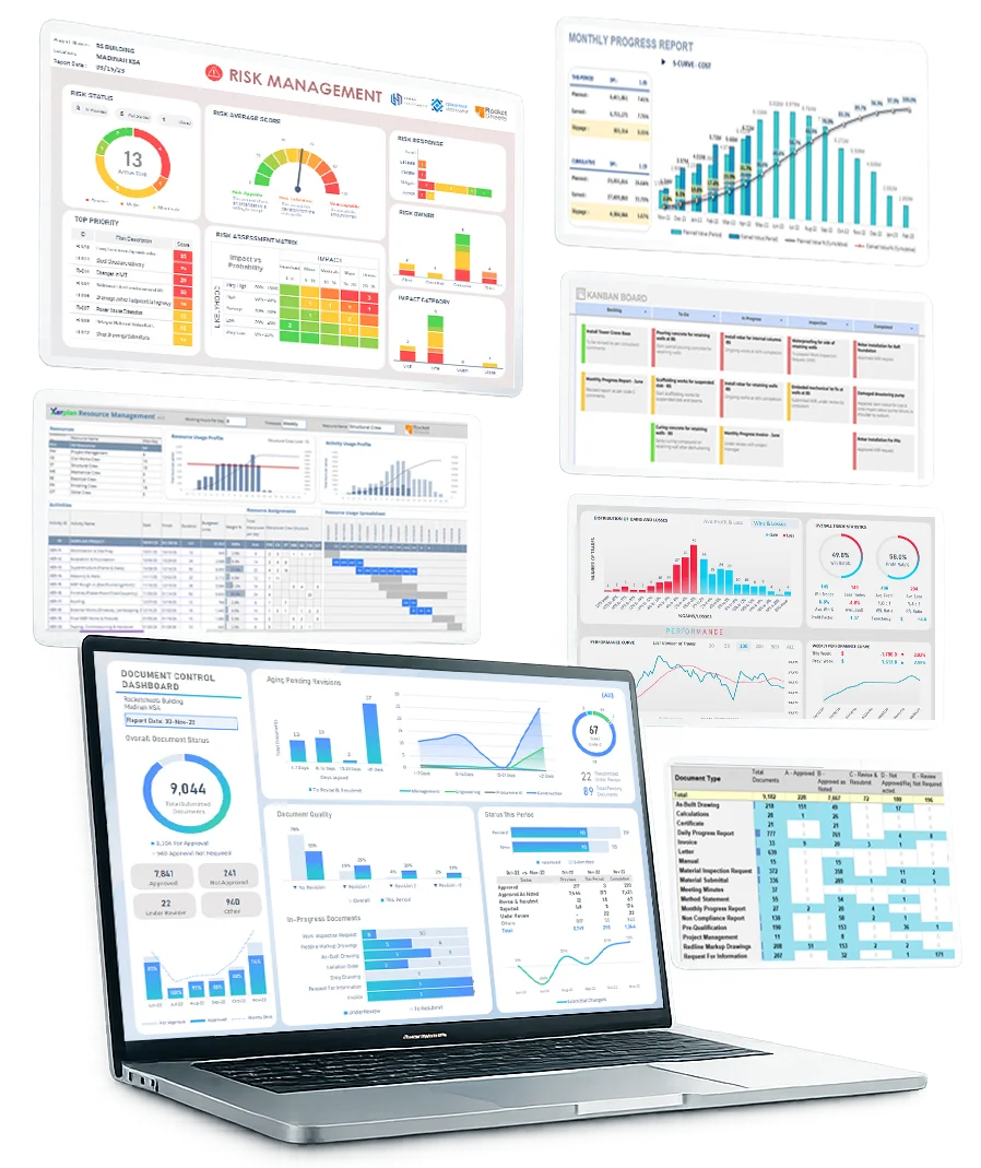Xerplan professional system templates by Rocketsheets displayed on a laptop